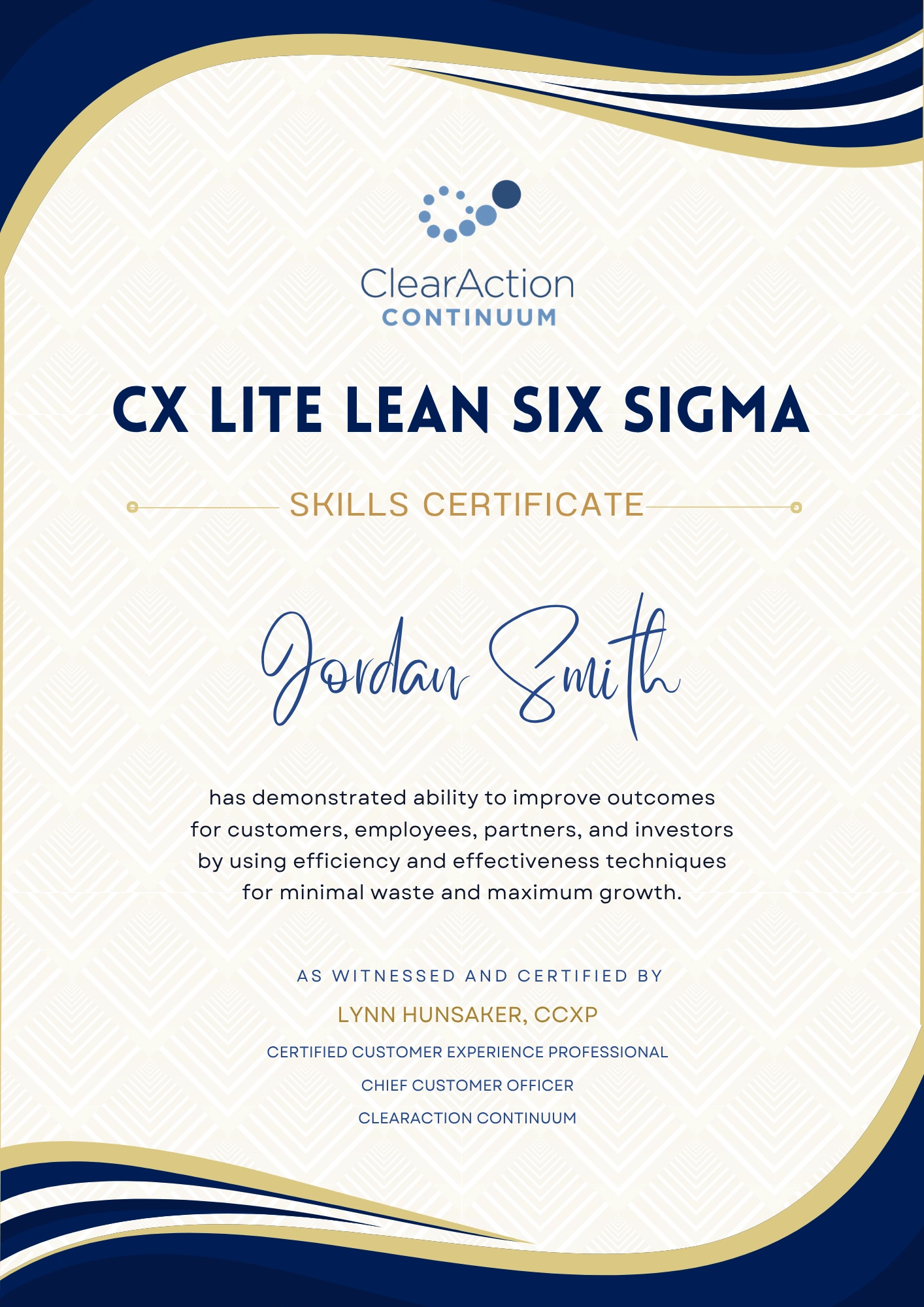 CX Lite Lean Six Sigma Certficate