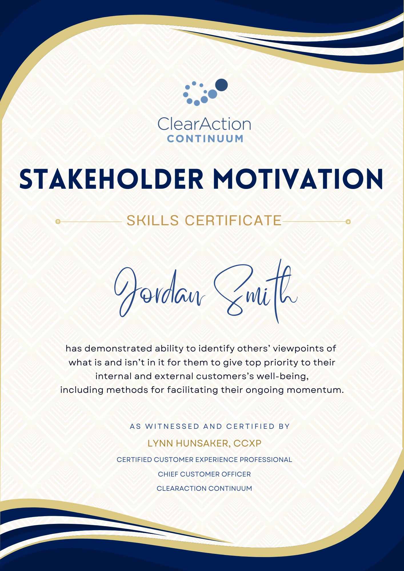 Stakeholder Motivation Certificate